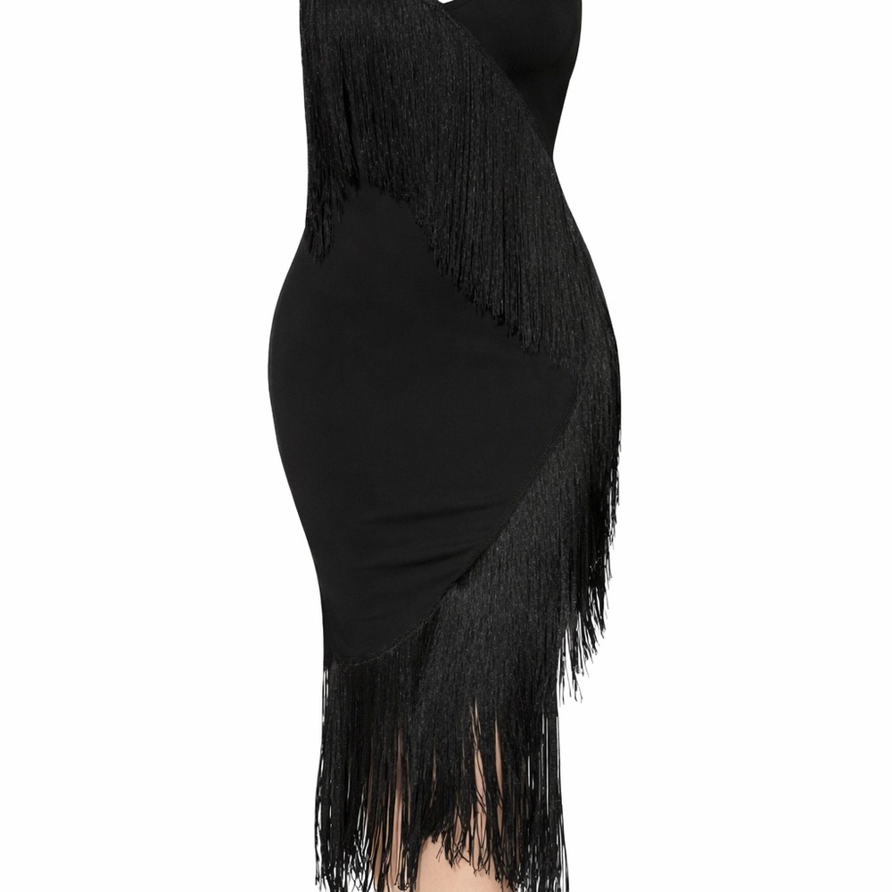 Elegant Black Fringe Dress